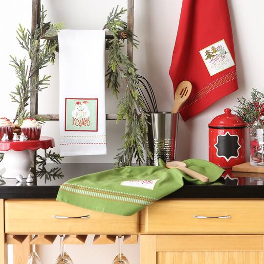 DII® Cozy Christmas Embellished Dishtowel Set